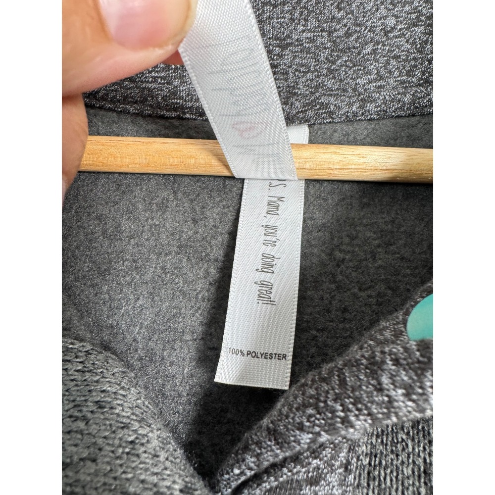 Nursing Latched Mama Womens S Pullover Charcoal Grey Turquoise Snap Sweater - Picture 4 of 9